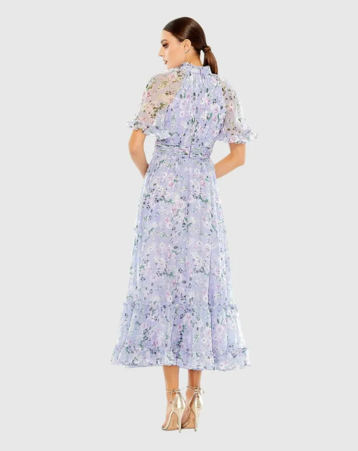 Women Mac Duggal Floral Print High Neck Raglan Sleeve Dress Lilac Multi Daytime Dresses Women Mac Duggal Floral Print High Neck Raglan Sleeve Dress Lilac Multi Daytime Dresses