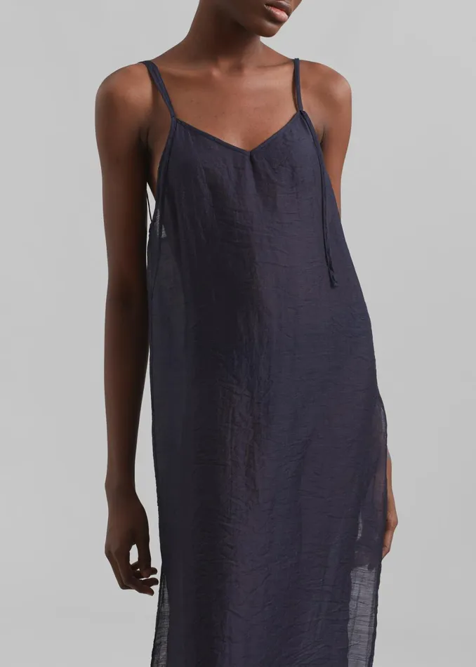Women Madeline Sheer Midi Dress 8211 Navy The Frankie Shop Dresses