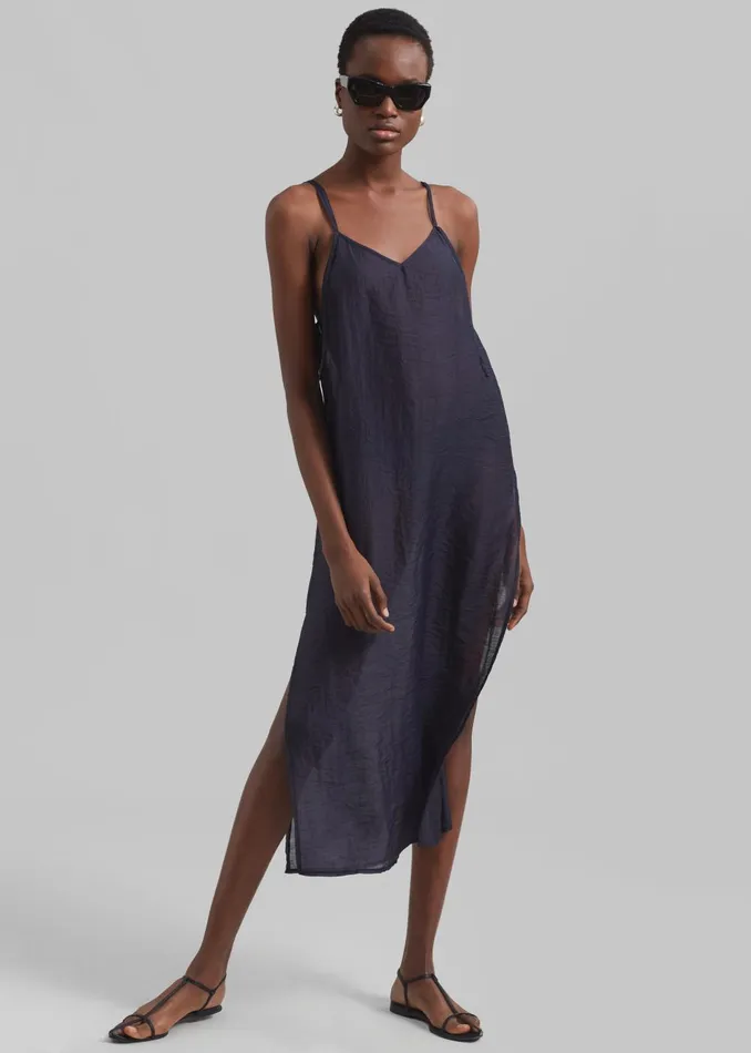 Women Madeline Sheer Midi Dress 8211 Navy The Frankie Shop Dresses