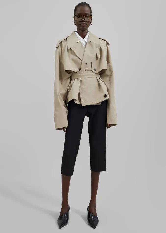 Women Mads Cropped Trench 8211 Beige The Frankie Shop Outerwear