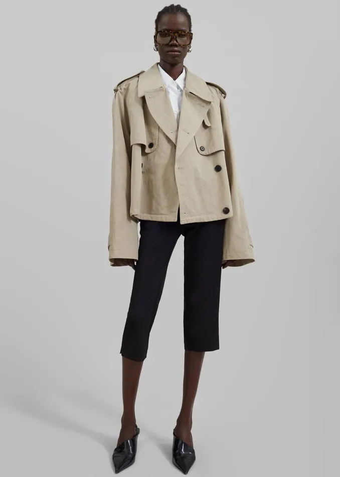 Women Mads Cropped Trench 8211 Beige The Frankie Shop Outerwear