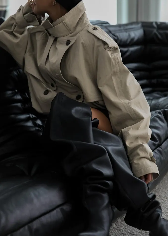 Women Mads Cropped Trench 8211 Beige The Frankie Shop Outerwear