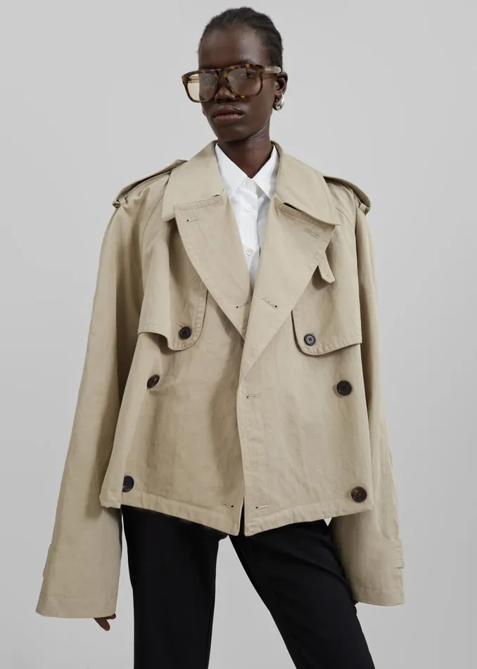 Women Mads Cropped Trench 8211 Beige The Frankie Shop Outerwear