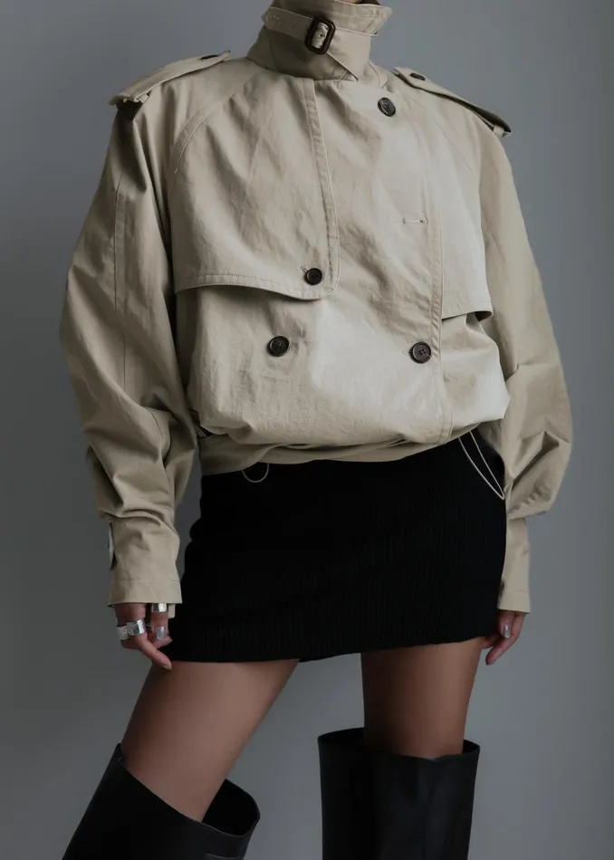 Women Mads Cropped Trench 8211 Beige The Frankie Shop Outerwear