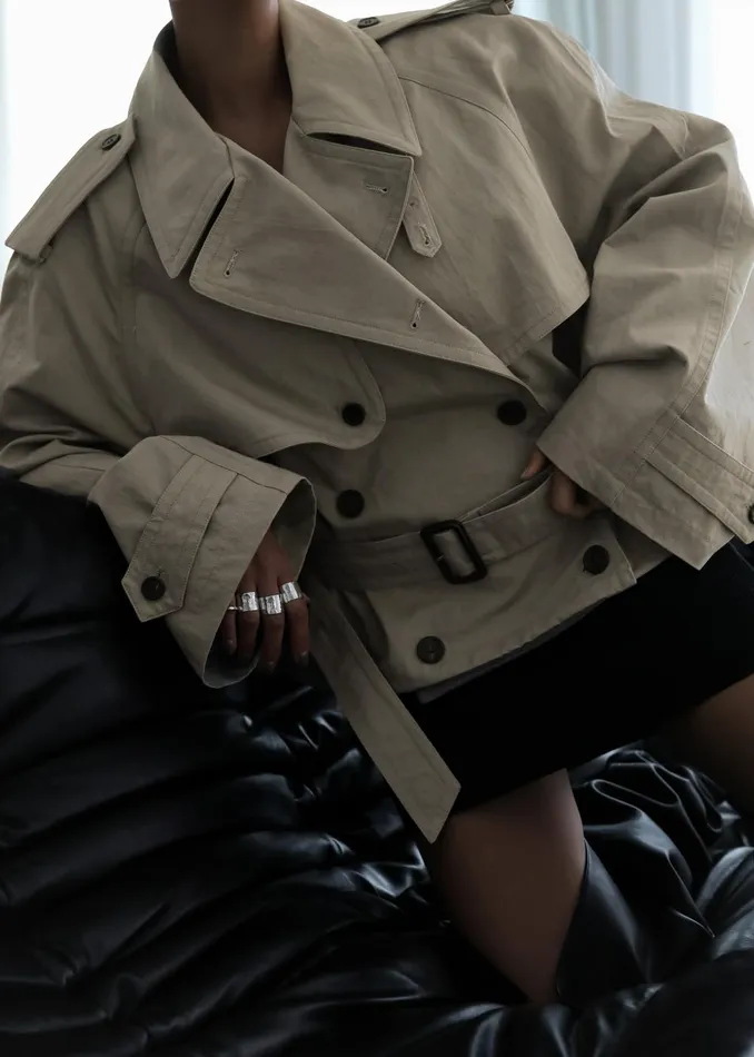 Women Mads Cropped Trench 8211 Beige The Frankie Shop Outerwear