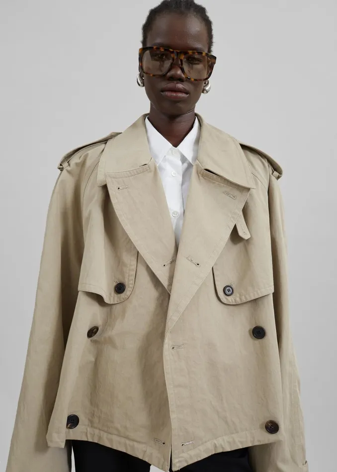 Women Mads Cropped Trench 8211 Beige The Frankie Shop Outerwear