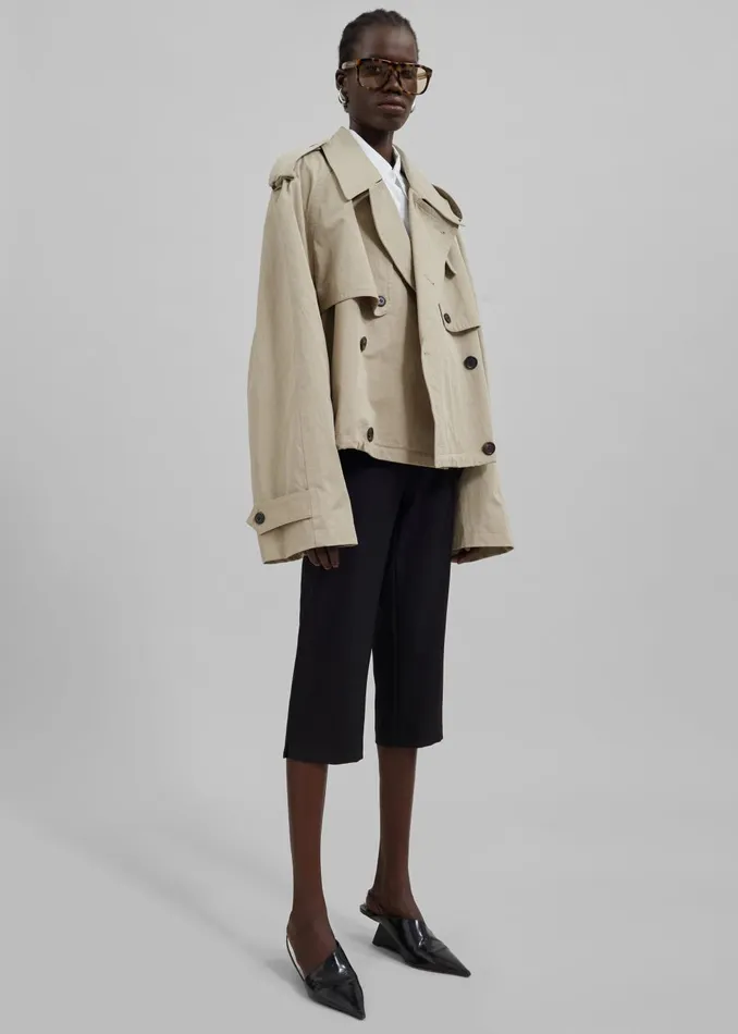 Women Mads Cropped Trench 8211 Beige The Frankie Shop Outerwear