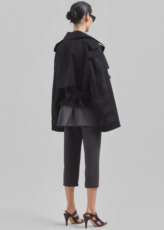 Women Mads Cropped Trench 8211 Black The Frankie Shop Outerwear