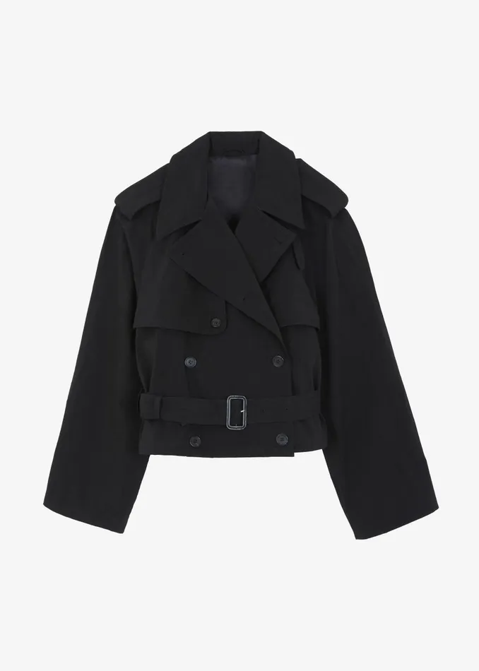 Women Mads Cropped Trench 8211 Black The Frankie Shop Outerwear