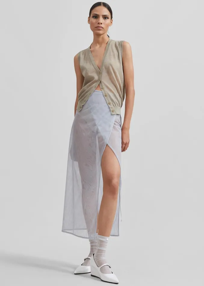 Women Magdalena Sheer Midi Skirt 8211 Grey The Frankie Shop Bottoms