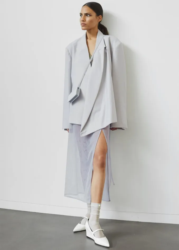Women Magdalena Sheer Midi Skirt 8211 Grey The Frankie Shop Bottoms