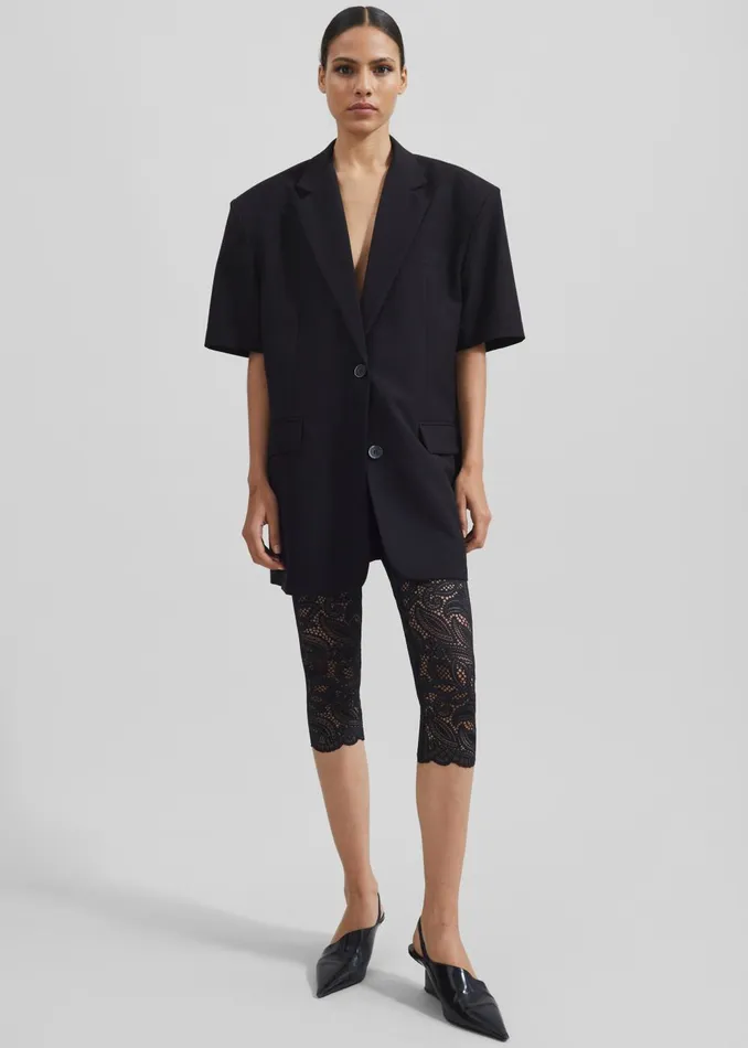 Women Maisie Short Sleeve Blazer 8211 Black The Frankie Shop Outerwear