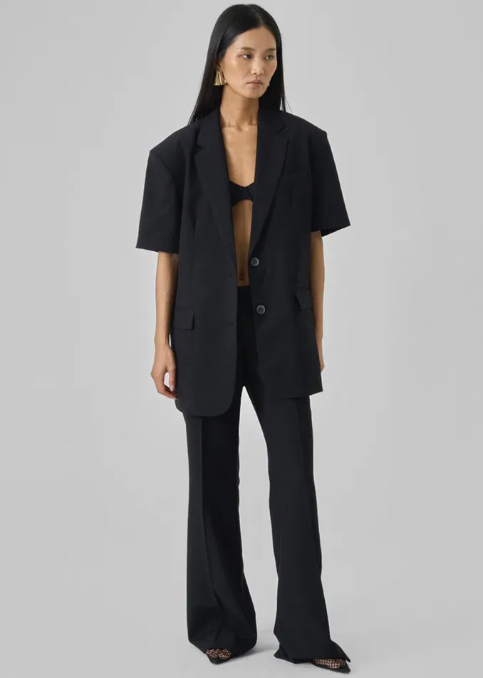 Women Maisie Short Sleeve Blazer 8211 Black The Frankie Shop Outerwear