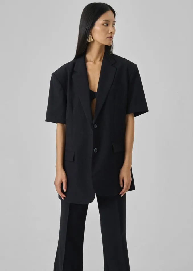 Women Maisie Short Sleeve Blazer 8211 Black The Frankie Shop Outerwear