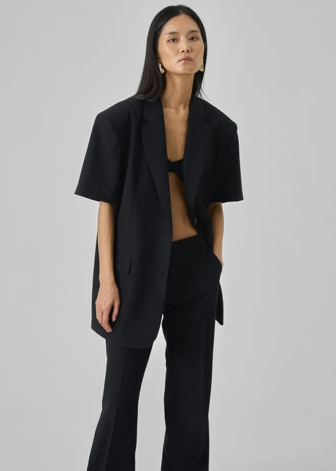 Women Maisie Short Sleeve Blazer 8211 Black The Frankie Shop Outerwear
