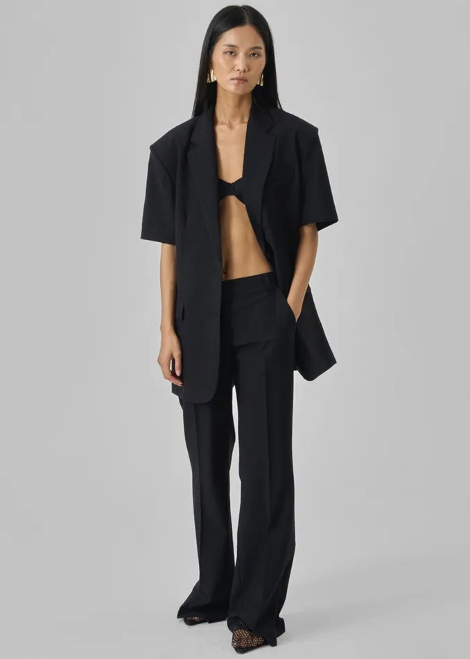 Women Maisie Short Sleeve Blazer 8211 Black The Frankie Shop Outerwear