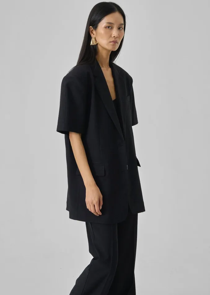 Women Maisie Short Sleeve Blazer 8211 Black The Frankie Shop Outerwear
