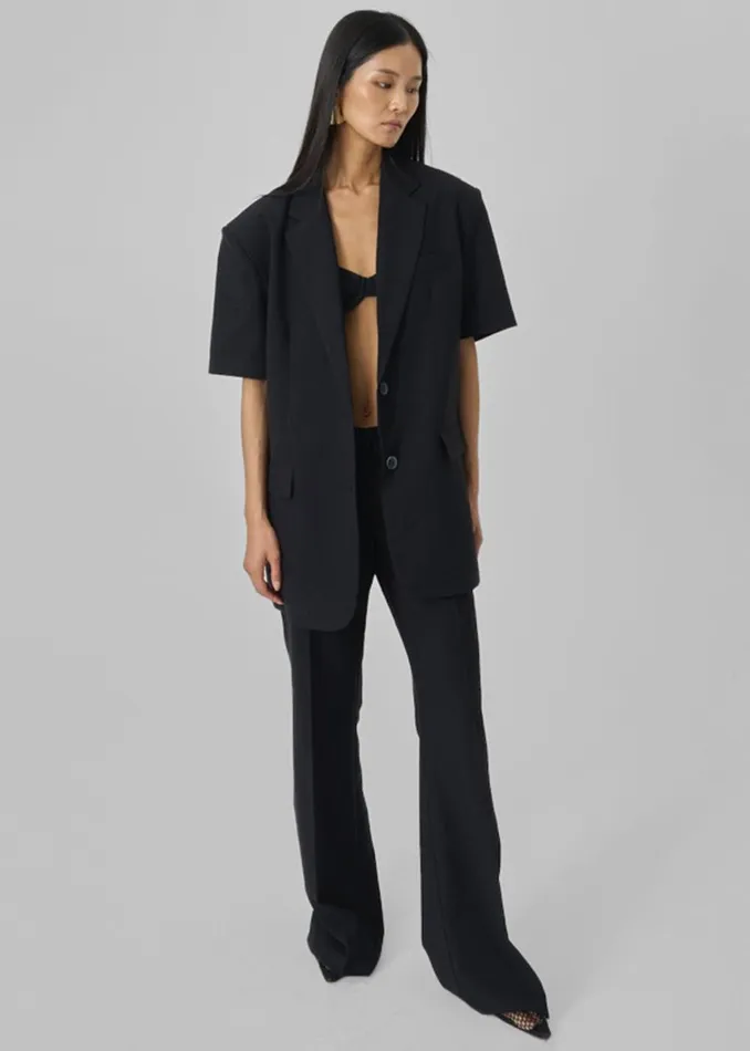 Women Maisie Short Sleeve Blazer 8211 Black The Frankie Shop Outerwear