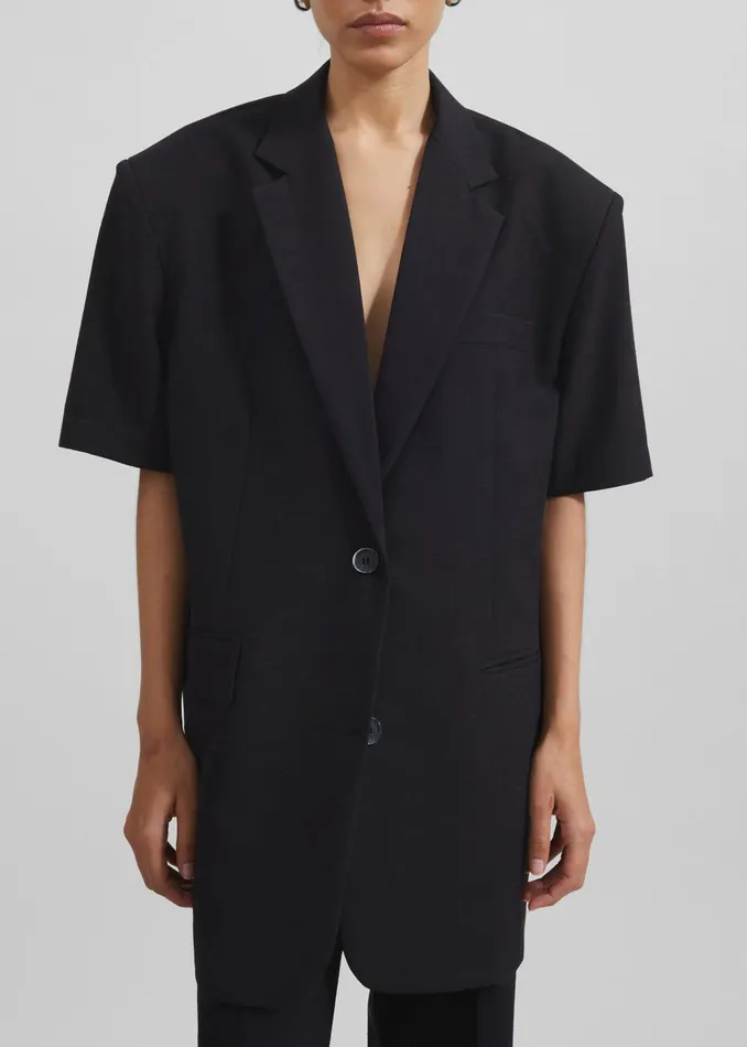 Women Maisie Short Sleeve Blazer 8211 Black The Frankie Shop Outerwear