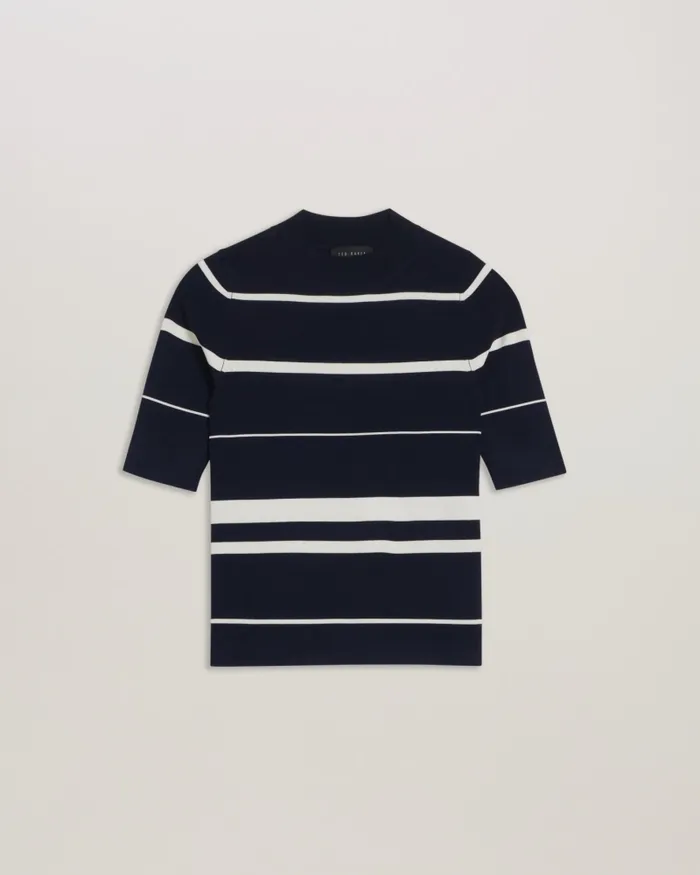Women MAKARIN 8211 Striped Knit Fitted Top Navy Ted Baker Jumpers and Cardigans