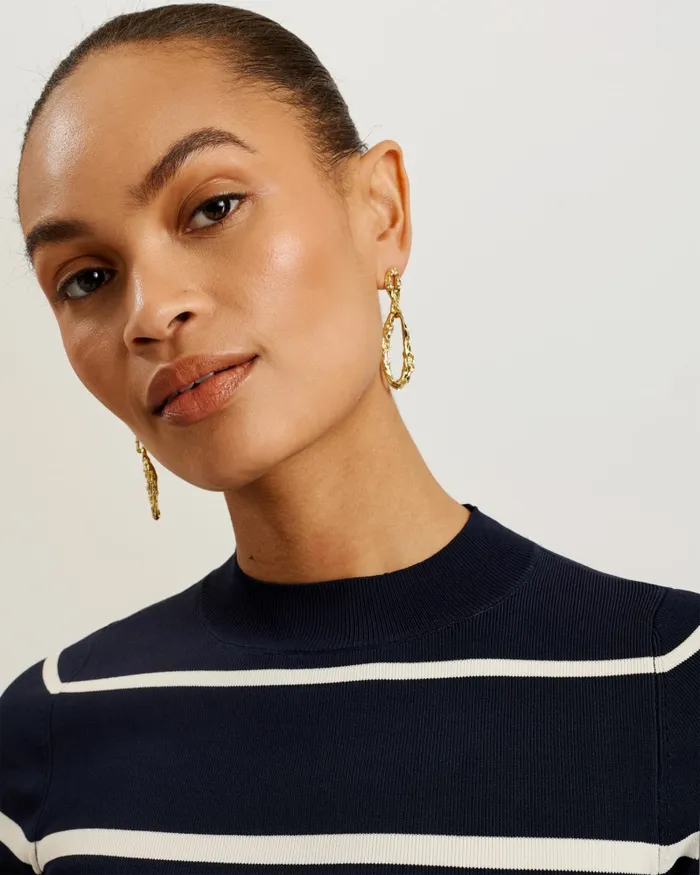 Women MAKARIN 8211 Striped Knit Fitted Top Navy Ted Baker Jumpers and Cardigans