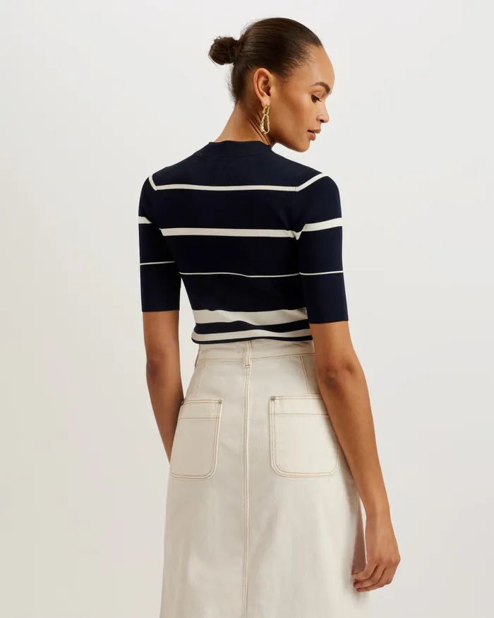 Women MAKARIN 8211 Striped Knit Fitted Top Navy Ted Baker Jumpers and Cardigans