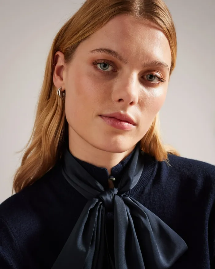 Women MARALOU 8211 Bow Neck Wool Jumper Navy Ted Baker Tops and Blouses Women MARALOU 8211 Bow Neck Wool Jumper Navy Ted Baker Tops and Blouses