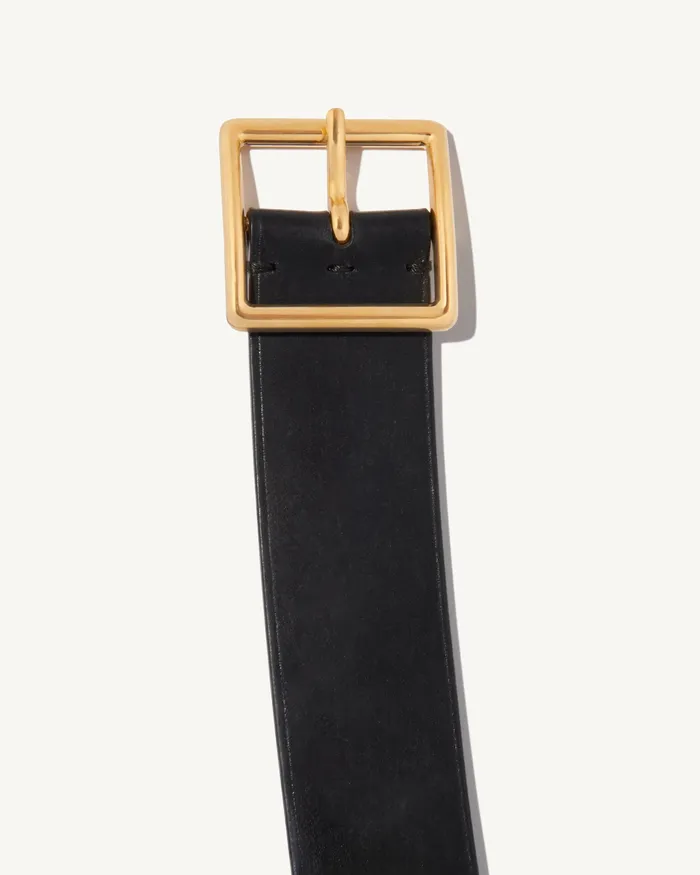 Women MARCELA BELT Black WAntique Brass Buckle Belts and Accessories Nili Lotan