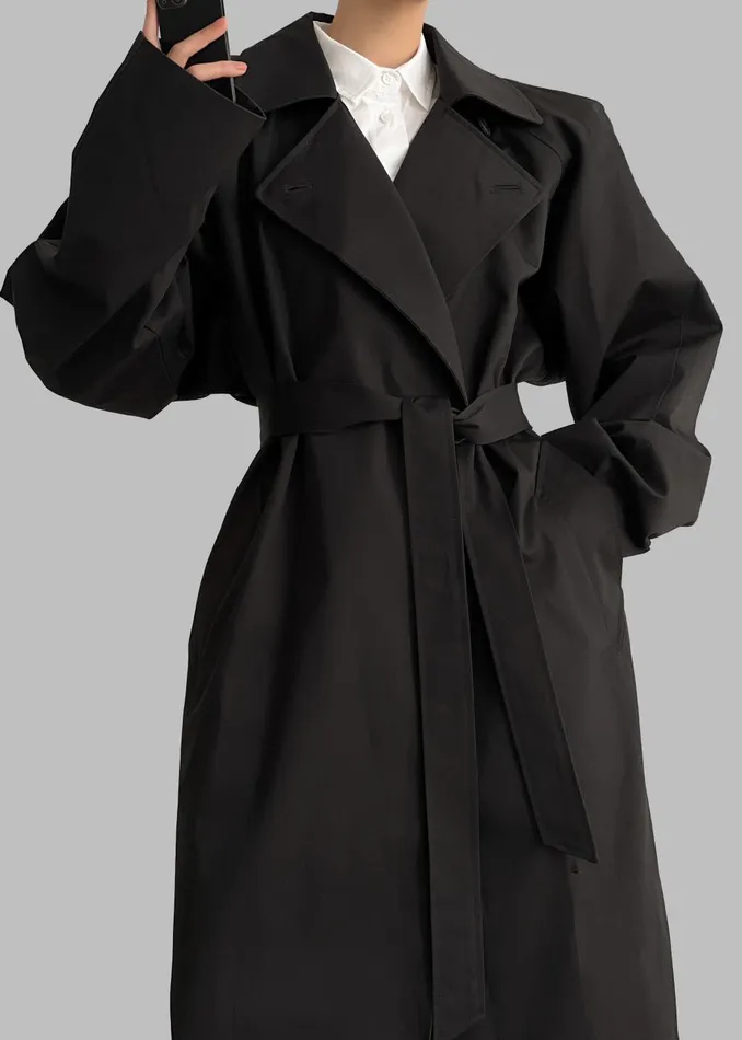 Women Marisol Box Shoulder Trench 8211 Black The Frankie Shop Outerwear