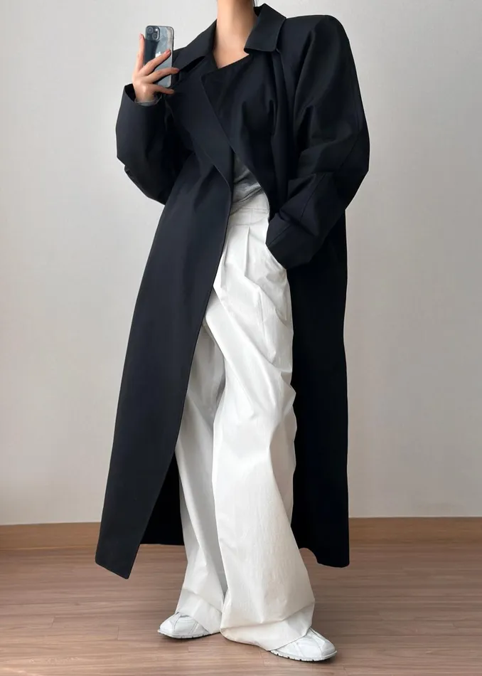 Women Marisol Box Shoulder Trench 8211 Black The Frankie Shop Outerwear