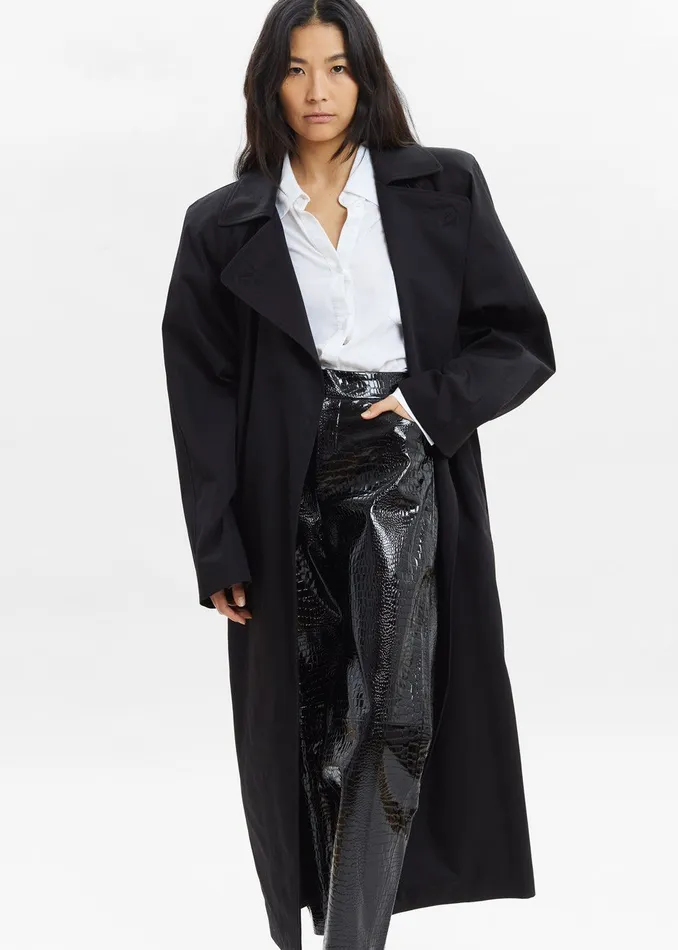 Women Marisol Box Shoulder Trench 8211 Black The Frankie Shop Outerwear