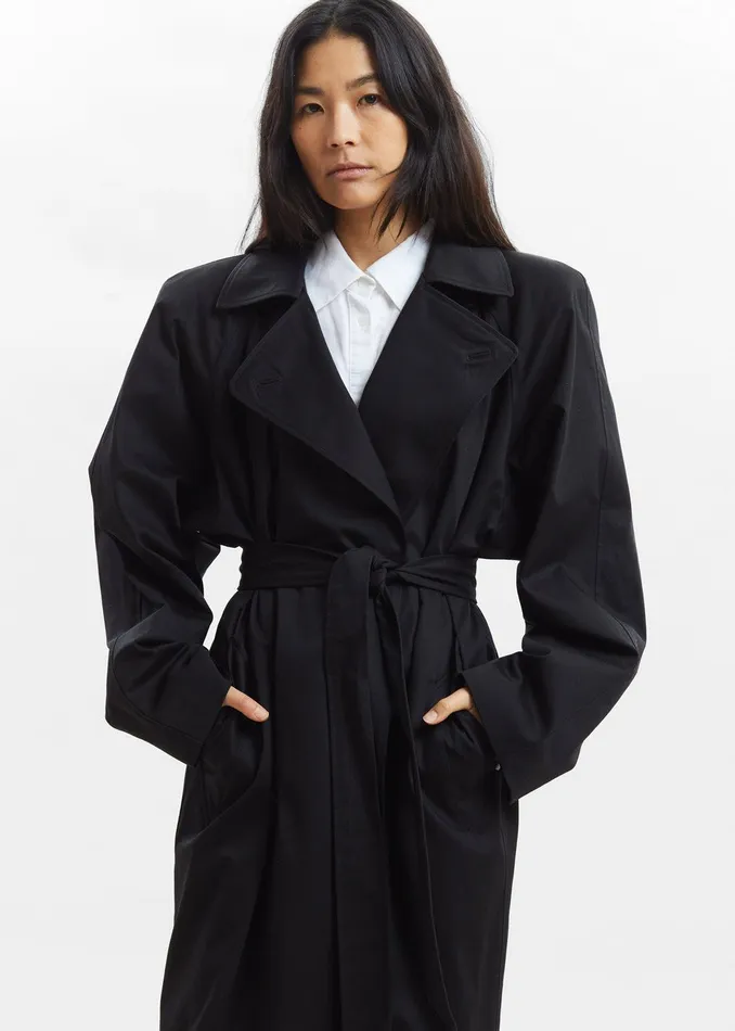 Women Marisol Box Shoulder Trench 8211 Black The Frankie Shop Outerwear