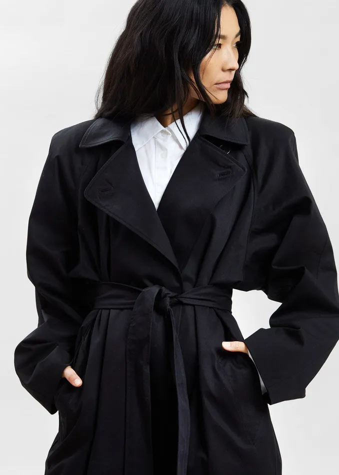 Women Marisol Box Shoulder Trench 8211 Black The Frankie Shop Outerwear
