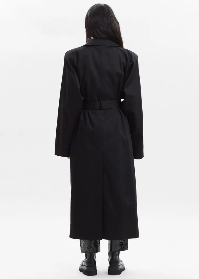 Women Marisol Box Shoulder Trench 8211 Black The Frankie Shop Outerwear