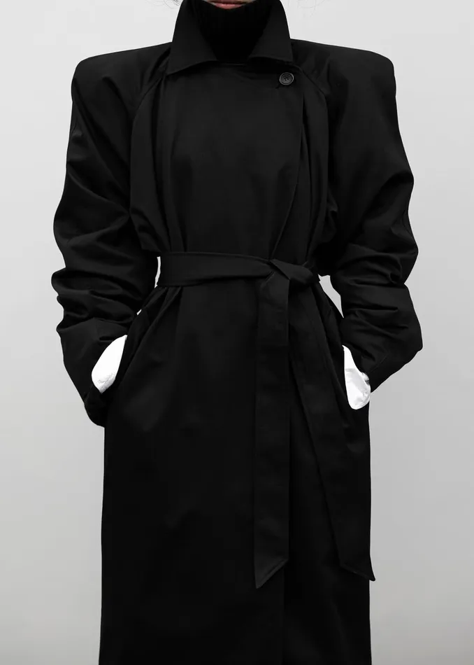 Women Marisol Box Shoulder Trench 8211 Black The Frankie Shop Outerwear
