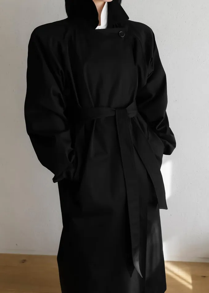 Women Marisol Box Shoulder Trench 8211 Black The Frankie Shop Outerwear