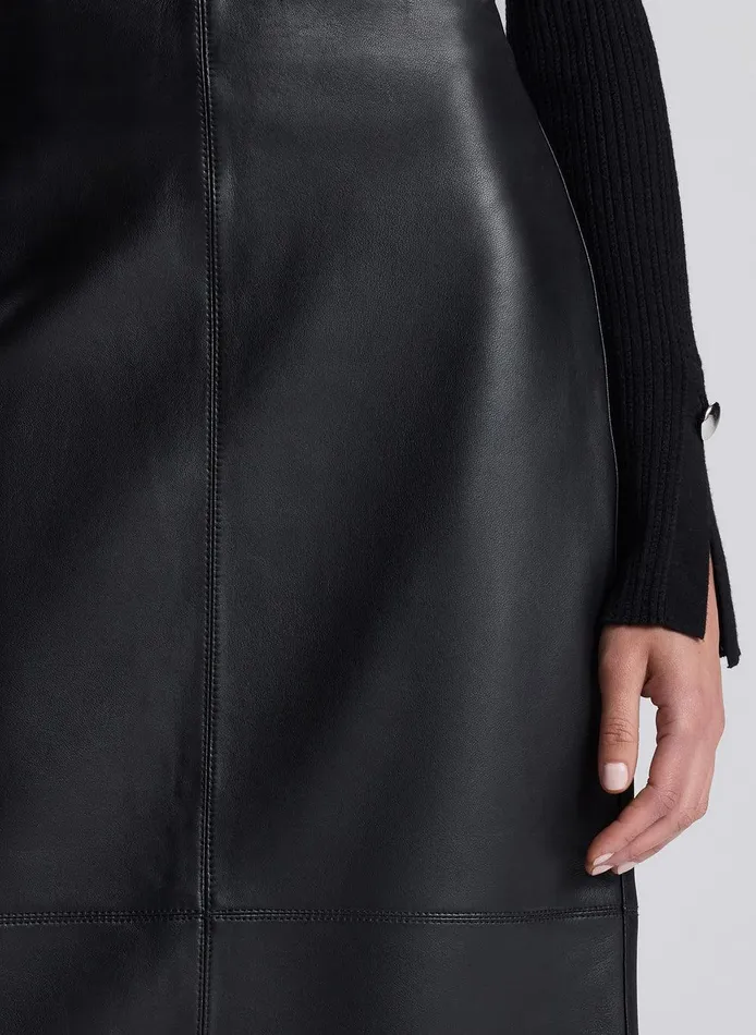 Women Marta Leather Midi Skirt Black ALC Skirts