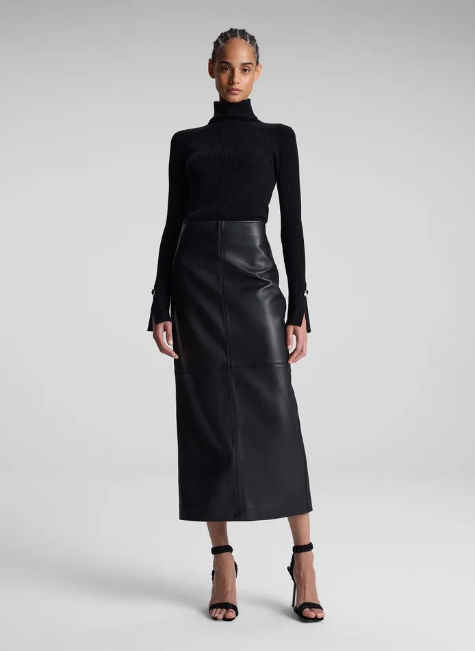 Women Marta Leather Midi Skirt Black ALC Skirts