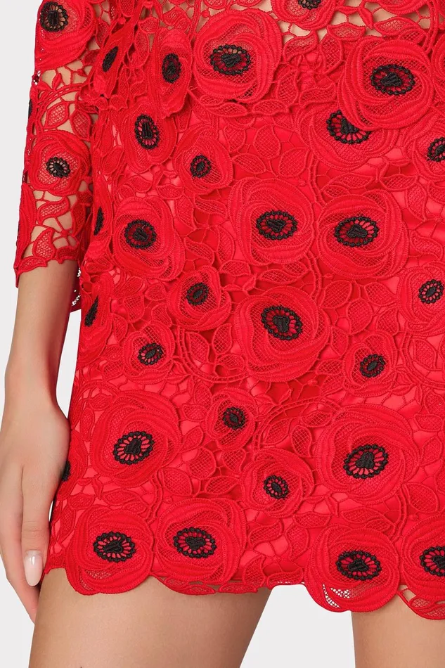 Women Matching Sets Milly Embroidered Lace Modern Mini Skirt Redblack Women Matching Sets Milly Embroidered Lace Modern Mini Skirt Redblack