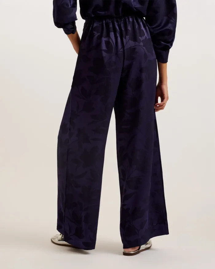 Women MAURAH 8211 Floral Print Wide Leg Trousers Navy Ted Baker Trousers and Shorts