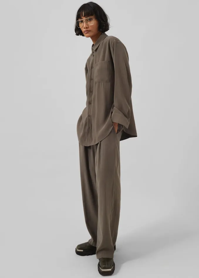 Women Meilen Pintuck Trousers 8211 Olive The Frankie Shop Bottoms