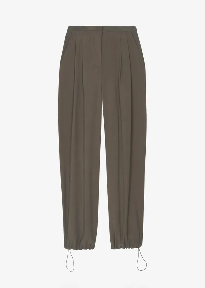 Women Meilen Pintuck Trousers 8211 Olive The Frankie Shop Bottoms