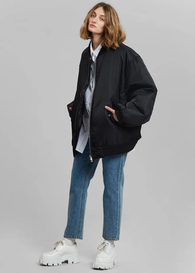 WomenMen Astra Bomber Jacket 8211 Black The Frankie Shop Outerwear