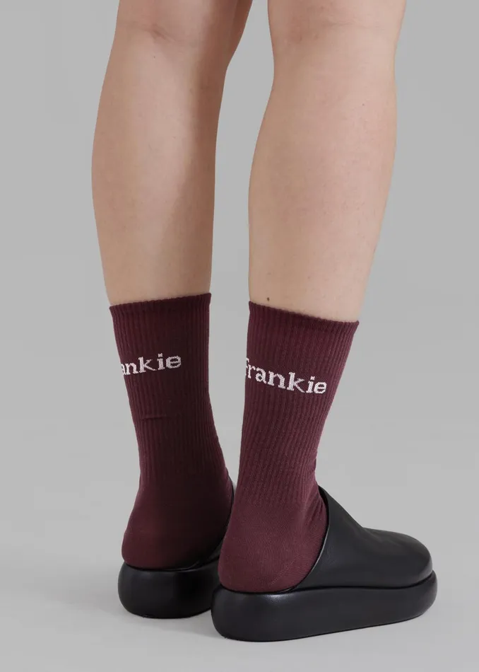 WomenMen Frankie In English Ribbed Socks 8211 Bordeaux The Frankie Shop