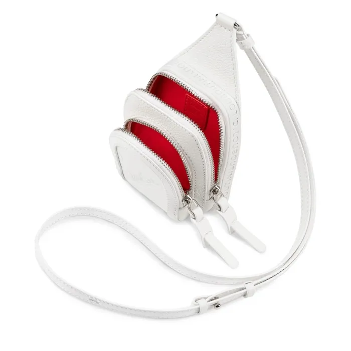 WomenMen Loubifunk Mini Crossbody Bag 8211 Grained Calf Leather And Smooth Calf Leather 8211 White Christian Louboutin Wallets and Small Accessories