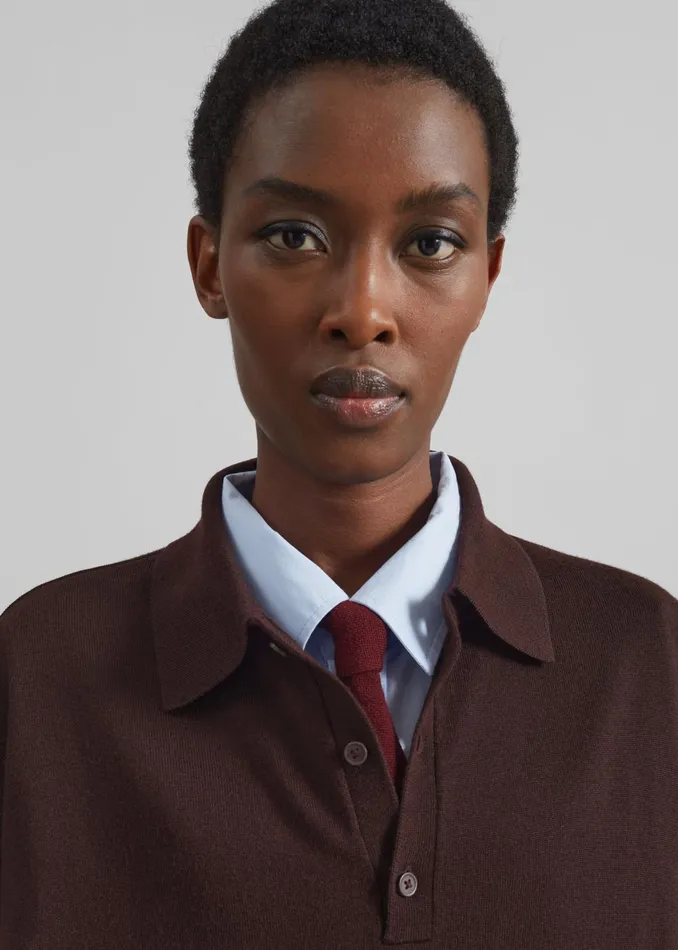 WomenMen Meriel Wool Polo Sweater 8211 Chocolate Plum The Frankie Shop Knitwear