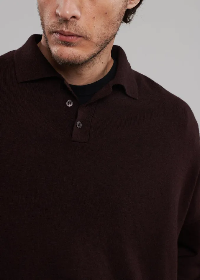 WomenMen Meriel Wool Polo Sweater 8211 Chocolate Plum The Frankie Shop Knitwear