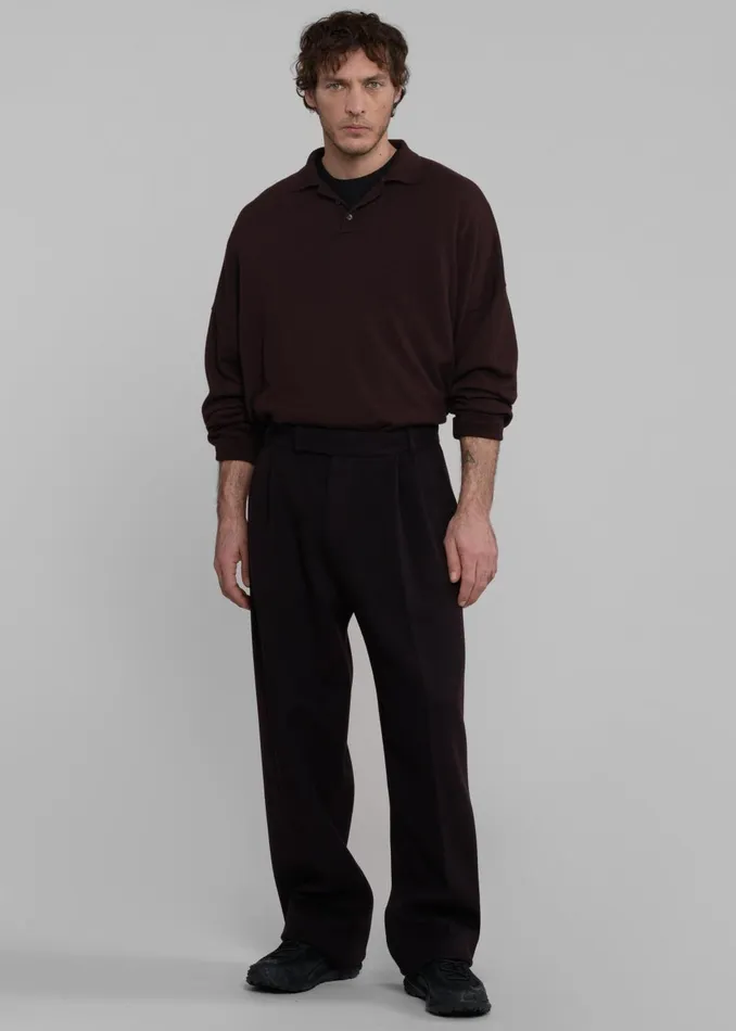 WomenMen Meriel Wool Polo Sweater 8211 Chocolate Plum The Frankie Shop Knitwear