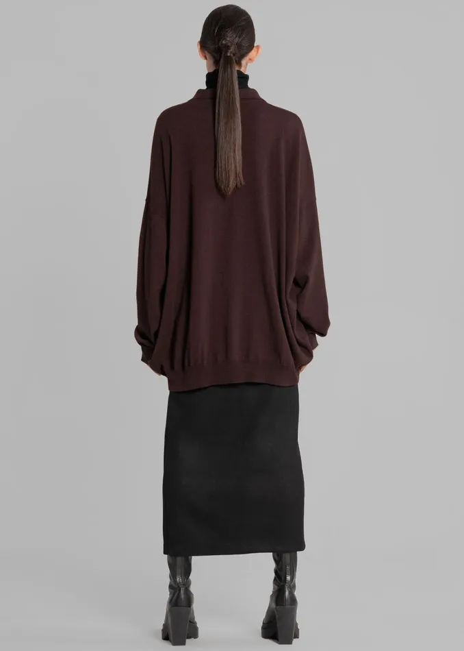WomenMen Meriel Wool Polo Sweater 8211 Chocolate Plum The Frankie Shop Knitwear