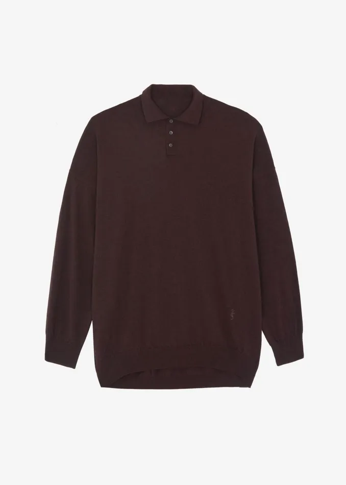 WomenMen Meriel Wool Polo Sweater 8211 Chocolate Plum The Frankie Shop Knitwear